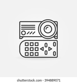 Projector linear icon - vector thin line projector with remote control symbol or sign