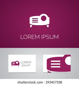 projector logo template icon design elements with business card 