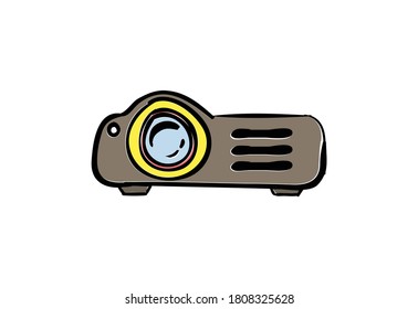 Projector, movie, film, Projector line and solid icon. Projection device, video and presentation item symbol, outline style pictogram on white background, Retro cinema projector vector illustration
