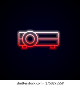 icono de neón nolan del proyector sobre fondo de gradiente oscuro