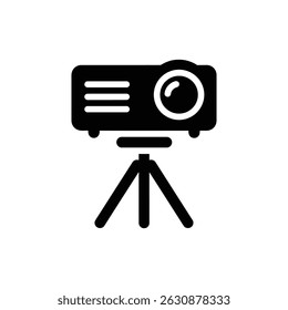 Proyector en el icono de la base del trípode para presentaciones