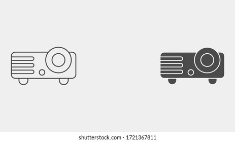 Projector outline and filled vector icon sign symbol