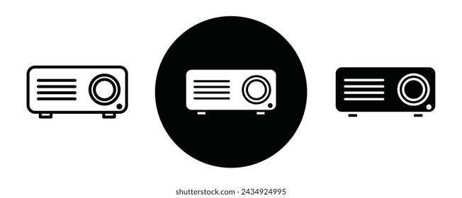 Conjunto o colección de iconos de contorno del proyector. Proyector Linea delgada vectorial