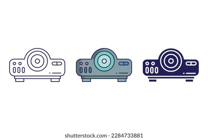 Projector outline and solid vector icon
