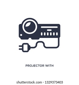 projector with plug icon. Simple element illustration from cinema concept. projector with plug editable symbol design on white background. Can be use for web and mobile.
