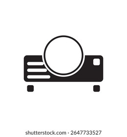 Symbol für die Projektorpräsentation. Klassischer Diaprojektor für Lehre, Meetings oder Workshops.