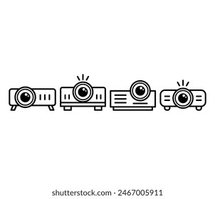 projector presentation media icons symbol vector design simple black white illustration collections sets isolated