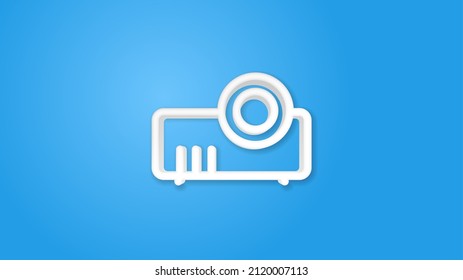 Projector, presentation and meeting 3d line flat color icon. Realistic vector illustration. Pictogram isolated. Top view. Colorful transparent shadow design.