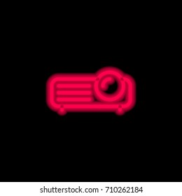 Projector red glowing neon ui ux icon. Glowing sign logo vector