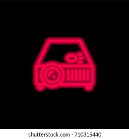 Projector red glowing neon ui ux icon. Glowing sign logo vector