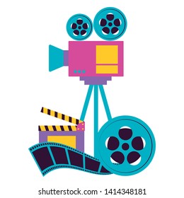projector reel strip film cinema design vector illustration