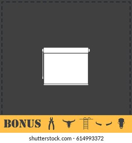 Projector roller screen icon flat. Simple vector symbol and bonus icon