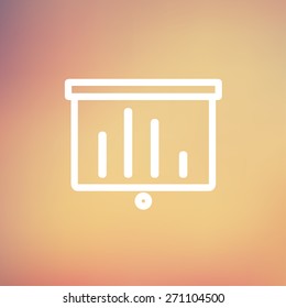 Projector roller screen icon thin line for web and mobile, modern minimalistic flat design. Vector white icon on gradient mesh background.