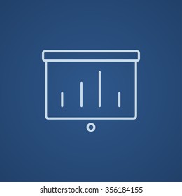 Projector roller screen line icon for web, mobile and infographics. Vector light blue icon isolated on blue background.