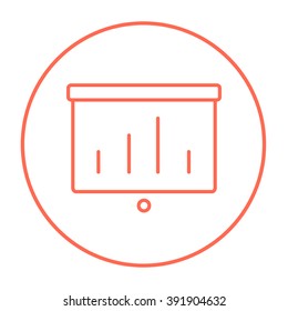 Icono de la línea de la pantalla del rodillo del proyector.