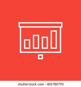 Icono de la línea de la pantalla del rodillo del proyector.