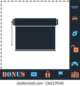 Projector roller screen. Perfect icon with bonus simple icons