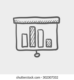 Projector roller screen sketch icon for web and mobile. Hand drawn vector dark grey icon on light grey background.