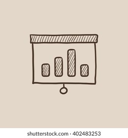 Projector roller screen sketch icon.