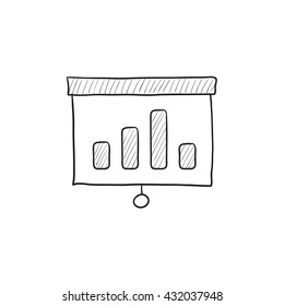 Projector roller screen vector sketch icon isolated on background. Hand drawn Projector roller screen icon. Projector roller screen sketch icon for infographic, website or app.