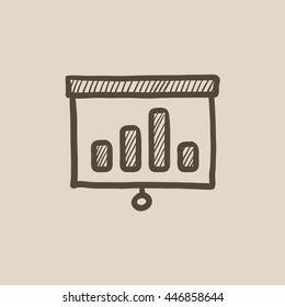 Projector roller screen vector sketch icon isolated on background. Hand drawn Projector roller screen icon. Projector roller screen sketch icon for infographic, website or app.