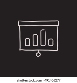 Projector roller screen vector sketch icon isolated on background. Hand drawn Projector roller screen icon. Projector roller screen sketch icon for infographic, website or app.