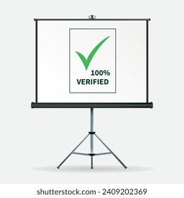 Projektorbildschirm mit 100 % überprüftem Text, Vektorgrafik
