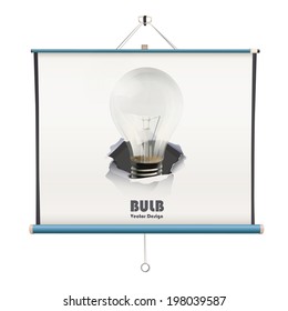 projector screen with bulb over white background