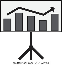 A projector screen with data of a business and arrow - Presentation illustration 