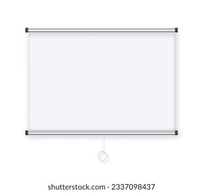 Projector Screen . Empty White Board Presentation Conference On The Wall. creen White Boad Presentation And Showing Illustration. Vector