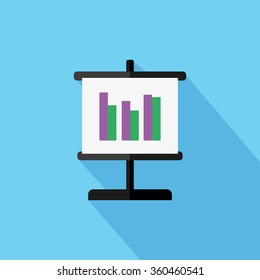 Projector screen with the graph flat design
