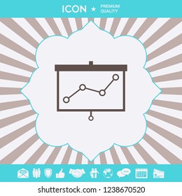 Projector screen with graph. Graphic elements for your design