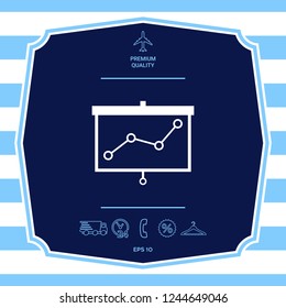 Projector screen with graph. Graphic elements for your design