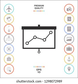 Projector screen with graph. Graphic elements for your design