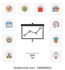 Projector screen with graph. Graphic elements for your design