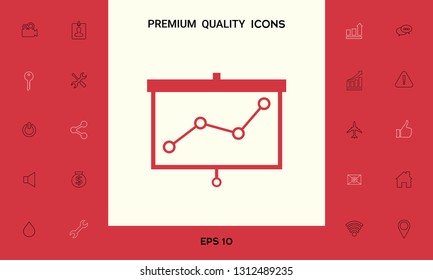 Projector screen with graph. Graphic elements for your design