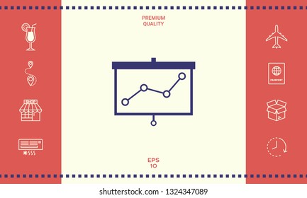Projector screen with graph. Graphic elements for your design