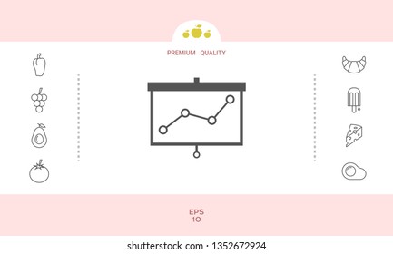 Projector screen with graph. Graphic elements for your design
