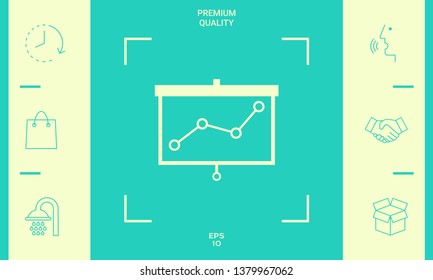 Projector screen with graph. Graphic elements for your design