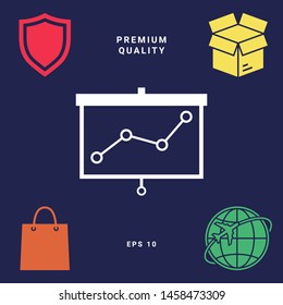 Projector screen with graph. Graphic elements for your design