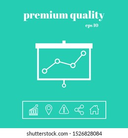 Projector screen with graph. Graphic elements for your design