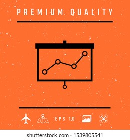 Projector screen with graph. Graphic elements for your design