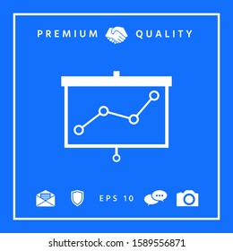 Projector screen with graph. Graphic elements for your design