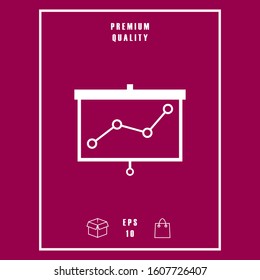 Projector screen with graph. Graphic elements for your design