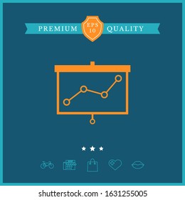 Projector screen with graph. Graphic elements for your design