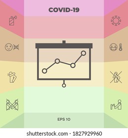 Projector screen with graph. Graphic elements for your design