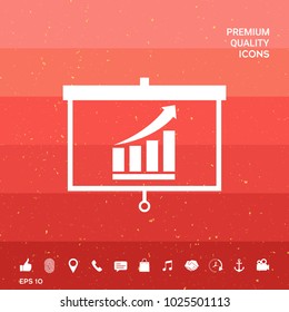 Projector screen with Growing bars graphic