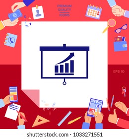 Projector screen with Growing bars graphic
