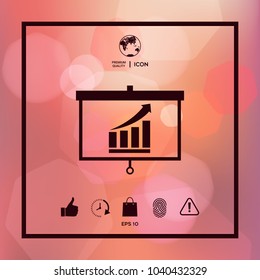 Projector screen with Growing bars graphic