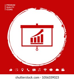 Projector screen with Growing bars graphic